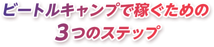 ビートルキャンプで稼ぐための3つのステップ